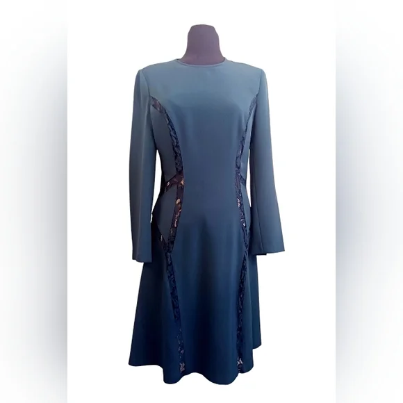 Teal Blue Anne Klein Midi Dress Size 10 - Picture 1 of 5